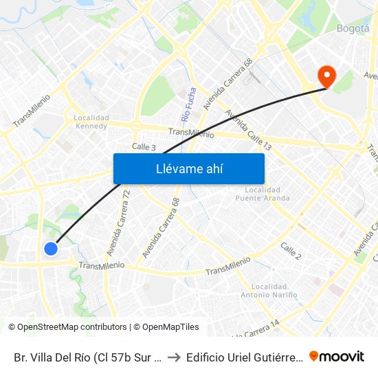 Br. Villa Del Río (Cl 57b Sur - Kr 68a) to Edificio Uriel Gutiérrez (861) map