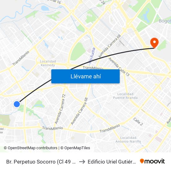 Br. Perpetuo Socorro (Cl 49 Sur - Kr 77t) to Edificio Uriel Gutiérrez (861) map