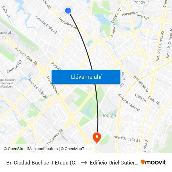 Br. Ciudad Bachué II Etapa (Cl 83 - Kr 95d) to Edificio Uriel Gutiérrez (861) map