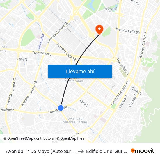 Avenida 1° De Mayo (Auto Sur - Av. 1 De Mayo) to Edificio Uriel Gutiérrez (861) map