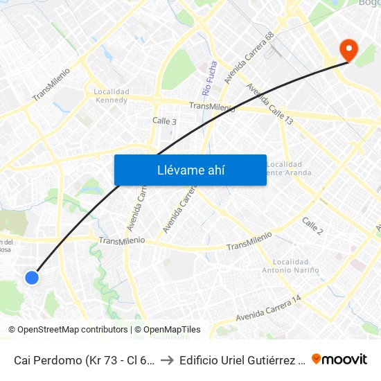 Cai Perdomo (Kr 73 - Cl 64 Sur) to Edificio Uriel Gutiérrez (861) map