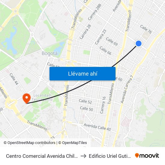 Centro Comercial Avenida Chile (Ac 72 - Kr 10) to Edificio Uriel Gutiérrez (861) map