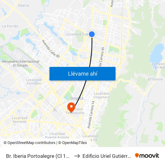 Br. Iberia Portoalegre (Cl 138 - Kr 58) to Edificio Uriel Gutiérrez (861) map