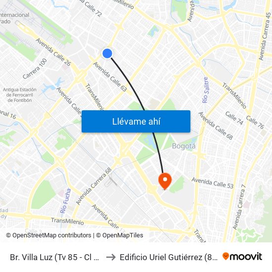 Br. Villa Luz (Tv 85 - Cl 64i) to Edificio Uriel Gutiérrez (861) map