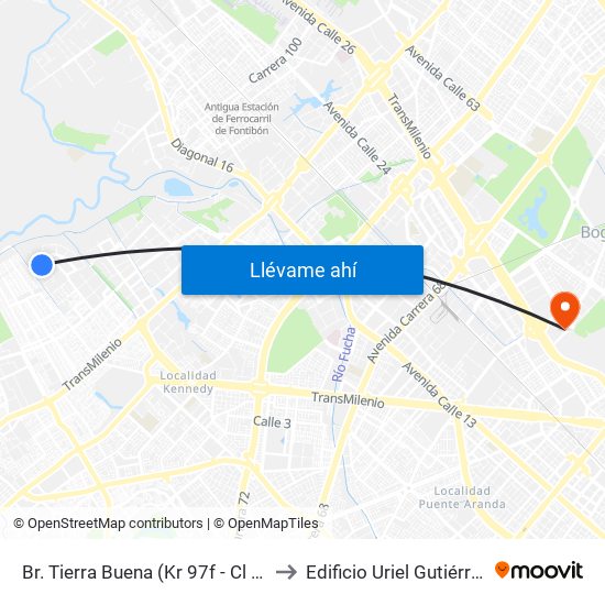 Br. Tierra Buena (Kr 97f - Cl 34 Bis Sur) to Edificio Uriel Gutiérrez (861) map