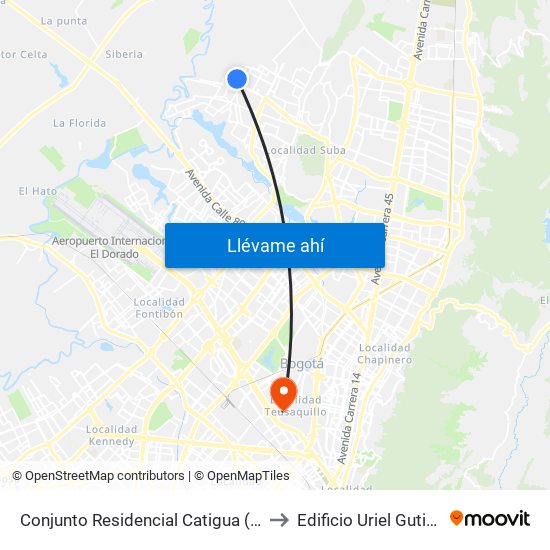 Conjunto Residencial Catigua (Dg 146 - Kr 128) to Edificio Uriel Gutiérrez (861) map