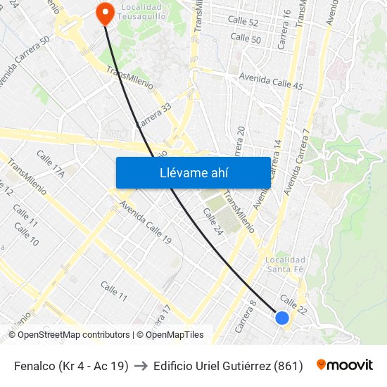 Fenalco (Kr 4 - Ac 19) to Edificio Uriel Gutiérrez (861) map