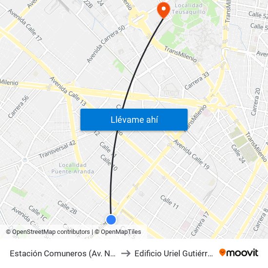 Estación Comuneros (Av. NQS - Cl 4a) to Edificio Uriel Gutiérrez (861) map