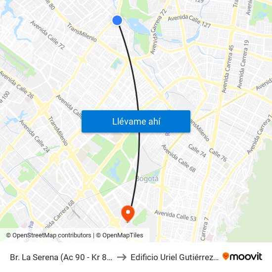 Br. La Serena (Ac 90 - Kr 84b) (A) to Edificio Uriel Gutiérrez (861) map