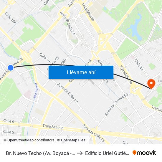 Br. Nuevo Techo (Av. Boyacá - Cl 12 Bis) (A) to Edificio Uriel Gutiérrez (861) map