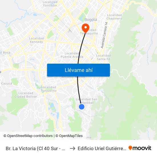 Br. La Victoria (Cl 40 Sur - Kr 3 Este) to Edificio Uriel Gutiérrez (861) map