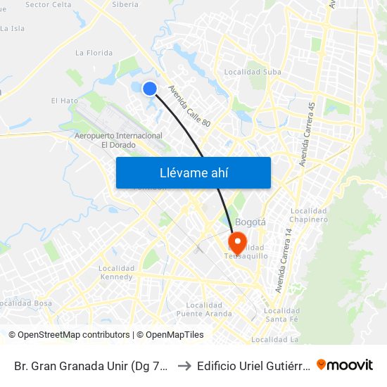 Br. Gran Granada Unir (Dg 77 - Tv 120a) to Edificio Uriel Gutiérrez (861) map