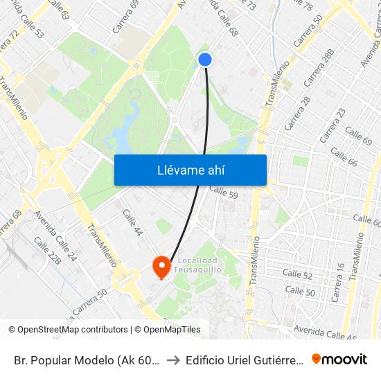 Br. Popular Modelo (Ak 60 - Ac 64) to Edificio Uriel Gutiérrez (861) map