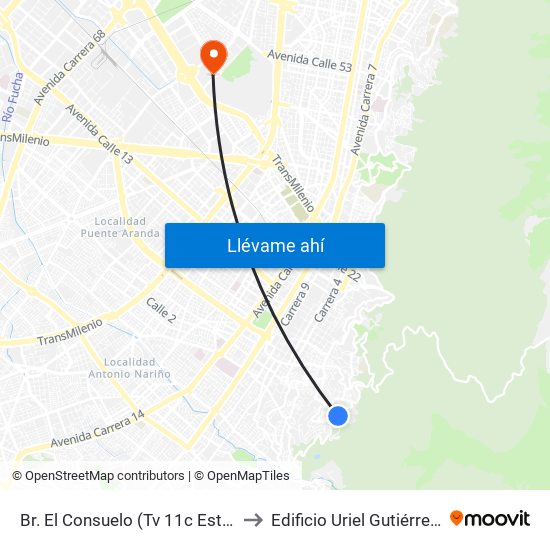 Br. El Consuelo (Tv 11c Este - Cl 1c) to Edificio Uriel Gutiérrez (861) map