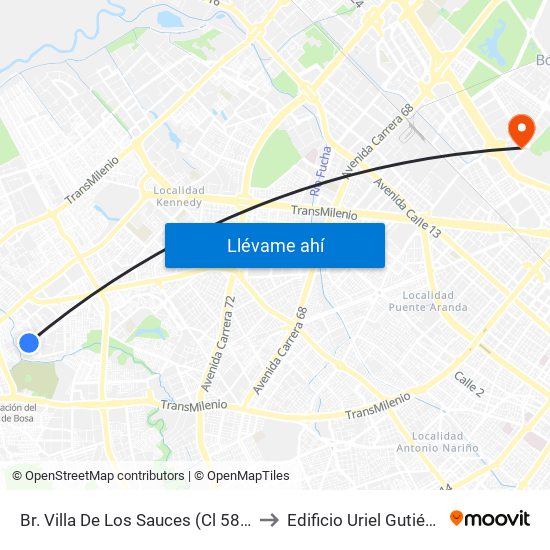 Br. Villa De Los Sauces (Cl 58 Sur - Kr 78b) to Edificio Uriel Gutiérrez (861) map