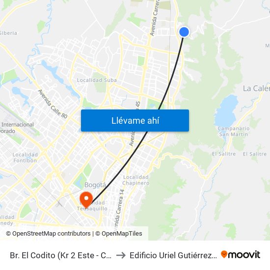 Br. El Codito (Kr 2 Este - Cl 185c) to Edificio Uriel Gutiérrez (861) map