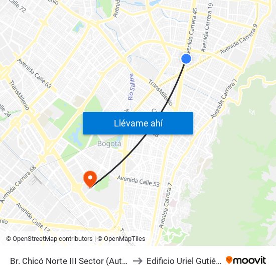 Br. Chicó Norte III Sector (Auto Norte - Cl 95) to Edificio Uriel Gutiérrez (861) map