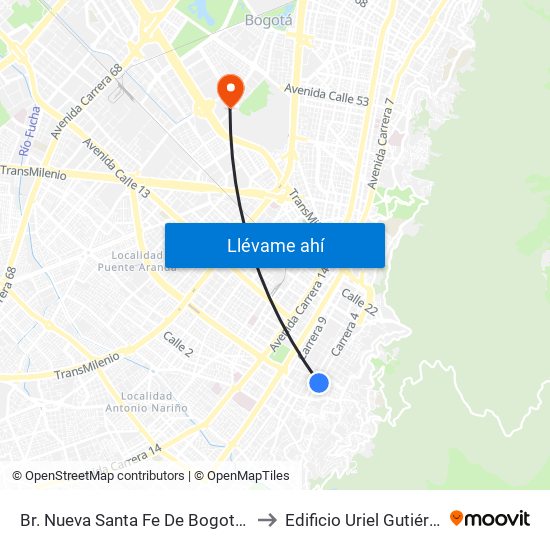 Br. Nueva Santa Fe De Bogotá (Kr 4 - Cl 6) to Edificio Uriel Gutiérrez (861) map