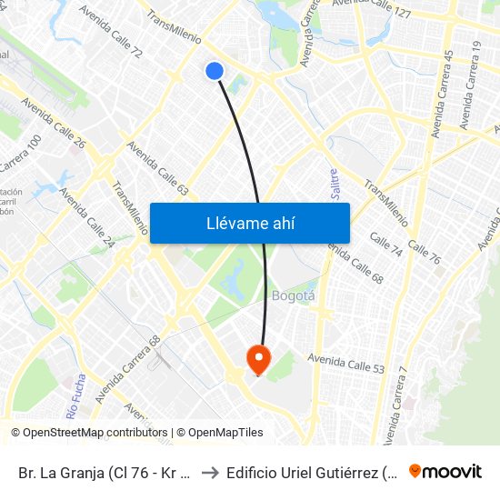 Br. La Granja (Cl 76 - Kr 78a) to Edificio Uriel Gutiérrez (861) map