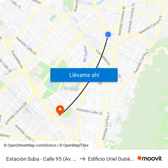 Estación Suba - Calle 95 (Av. Suba - Cl 94c) to Edificio Uriel Gutiérrez (861) map