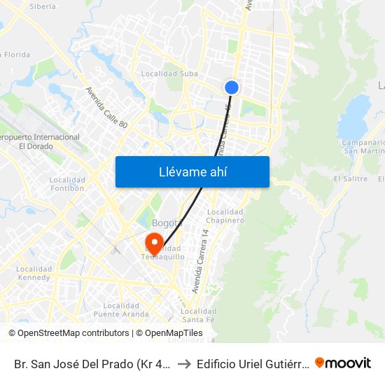 Br. San José Del Prado (Kr 45a - Cl 137) to Edificio Uriel Gutiérrez (861) map