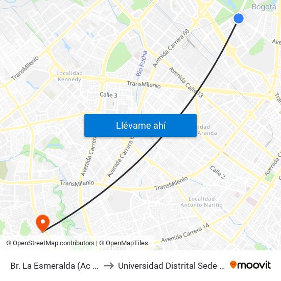 Br. La Esmeralda (Ac 53 - Kr 59) to Universidad Distrital Sede Tecnológica map