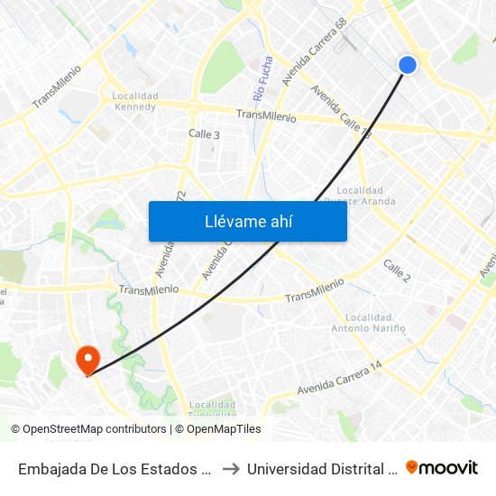 Embajada De Los Estados Unidos (Ak 50 - Cl 24b) to Universidad Distrital Sede Tecnológica map