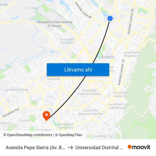 Avenida Pepe Sierra (Av. Boyacá - Cl 116a) (A) to Universidad Distrital Sede Tecnológica map