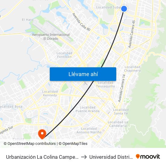 Urbanización La Colina Campestre II Sector (Av. Villas - Cl 137a) to Universidad Distrital Sede Tecnológica map