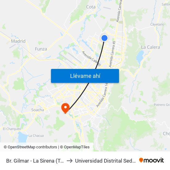 Br. Gilmar - La Sirena (Tv 77 - Cl 160) to Universidad Distrital Sede Tecnológica map