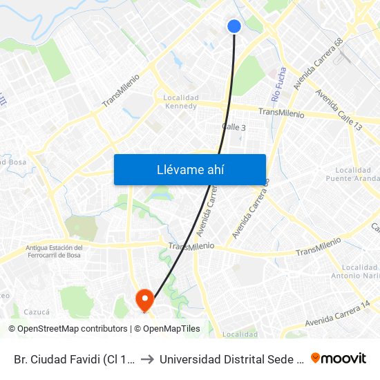 Br. Ciudad Favidi (Cl 13 - Kr 79a) to Universidad Distrital Sede Tecnológica map