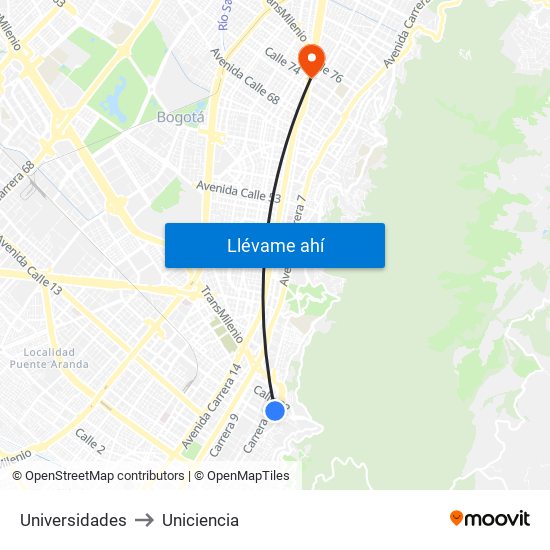 Universidades to Uniciencia map