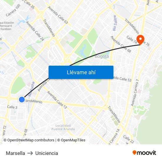 Marsella to Uniciencia map