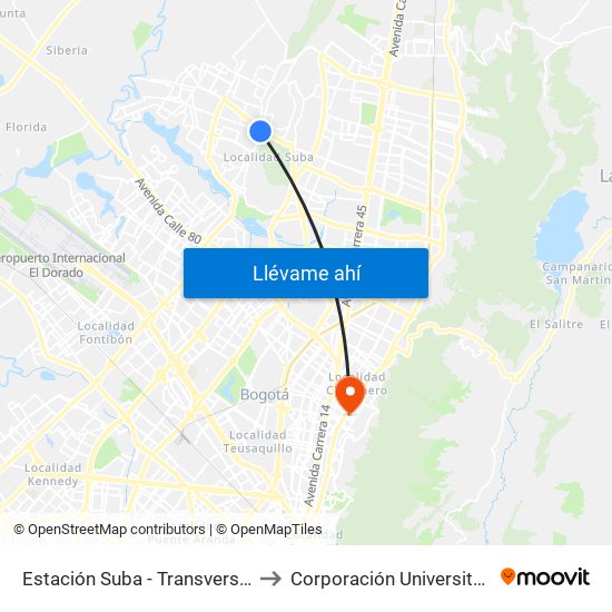 Estación Suba - Transversal 91 (Ak 91 - Ac 145) to Corporación Universitaria Iberoamericana map