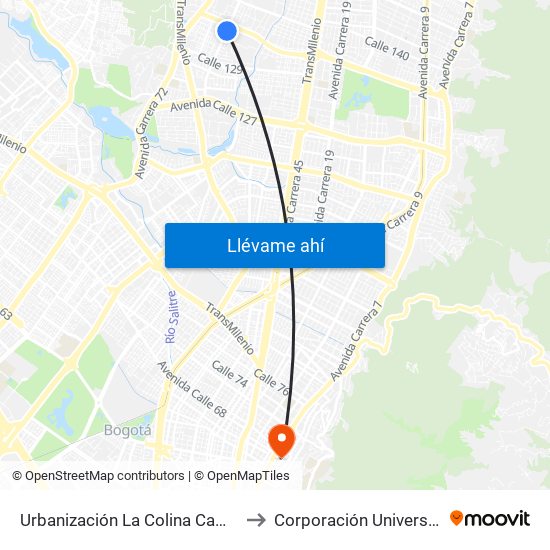Urbanización La Colina Campestre (Av. Villas - Ac 134) to Corporación Universitaria Iberoamericana map