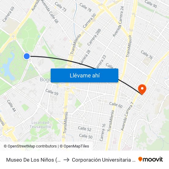 Museo De Los Niños (Ac 63 - Kr 65) to Corporación Universitaria Iberoamericana map