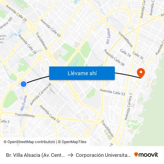 Br. Villa Alsacia (Av. Centenario - Av. Boyacá) to Corporación Universitaria Iberoamericana map