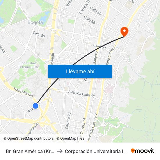 Br. Gran América (Kr 33 - Ac 26) to Corporación Universitaria Iberoamericana map