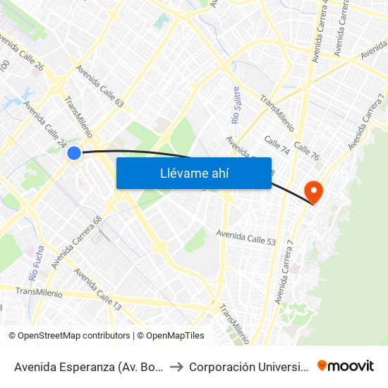 Avenida Esperanza (Av. Boyacá - Av. Esperanza) (A) to Corporación Universitaria Iberoamericana map