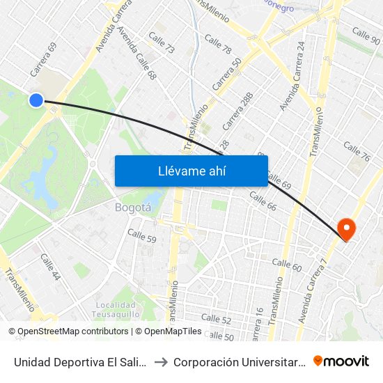 Unidad Deportiva El Salitre (Ac 63 - Ak 68) to Corporación Universitaria Iberoamericana map