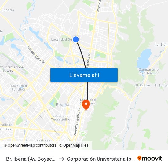 Br. Iberia (Av. Boyacá - Ac 138) to Corporación Universitaria Iberoamericana map