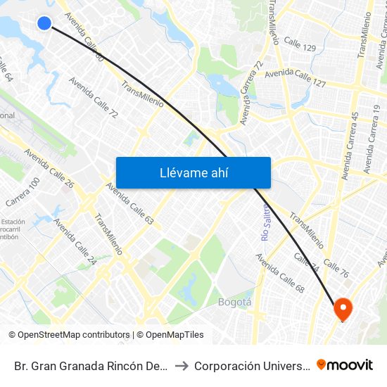 Br. Gran Granada Rincón De Granada (Dg 77b - Tv 119a) to Corporación Universitaria Iberoamericana map