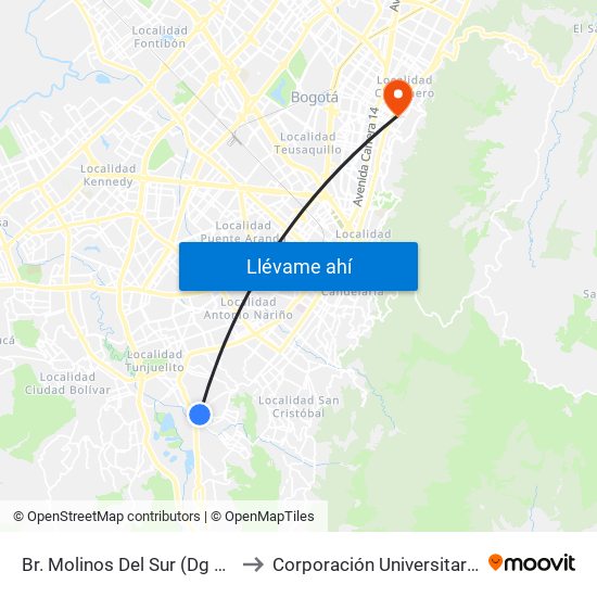Br. Molinos Del Sur (Dg 49g Bis Sur - Kr 5z) to Corporación Universitaria Iberoamericana map