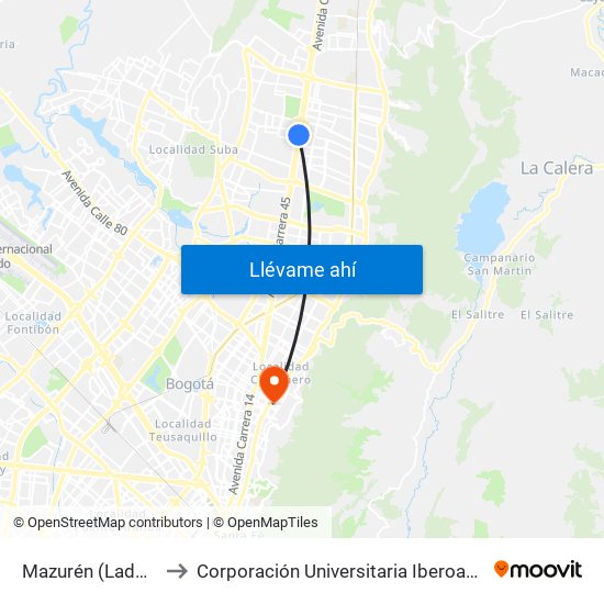 Mazurén (Lado Sur) to Corporación Universitaria Iberoamericana map