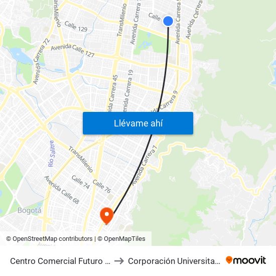 Centro Comercial Futuro 140 (Cl 140 - Kr 11) to Corporación Universitaria Iberoamericana map