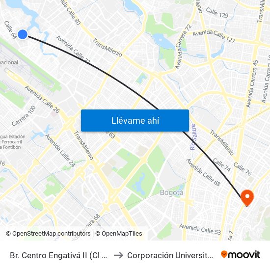 Br. Centro Engativá II (Cl 67a - Tv 113b Bis) (A) to Corporación Universitaria Iberoamericana map
