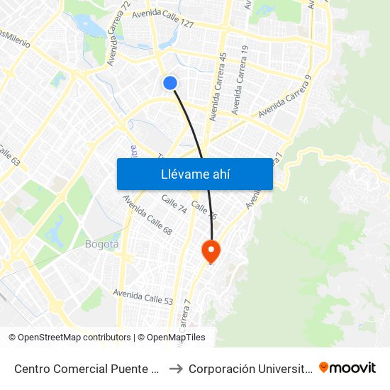 Centro Comercial Puente Largo (Av. Suba - Cl 106) to Corporación Universitaria Iberoamericana map