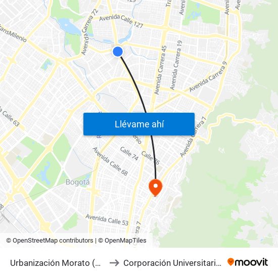 Urbanización Morato (Av. Suba - Cl 115) to Corporación Universitaria Iberoamericana map