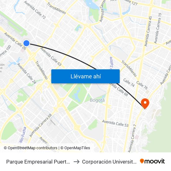 Parque Empresarial Puerta Del Sol (Tv 93 - Cl 51) to Corporación Universitaria Iberoamericana map