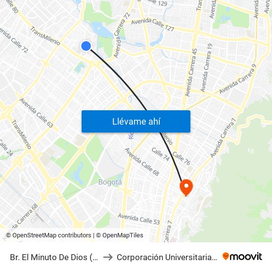 Br. El Minuto De Dios (Tv 76 - Dg 81i) to Corporación Universitaria Iberoamericana map